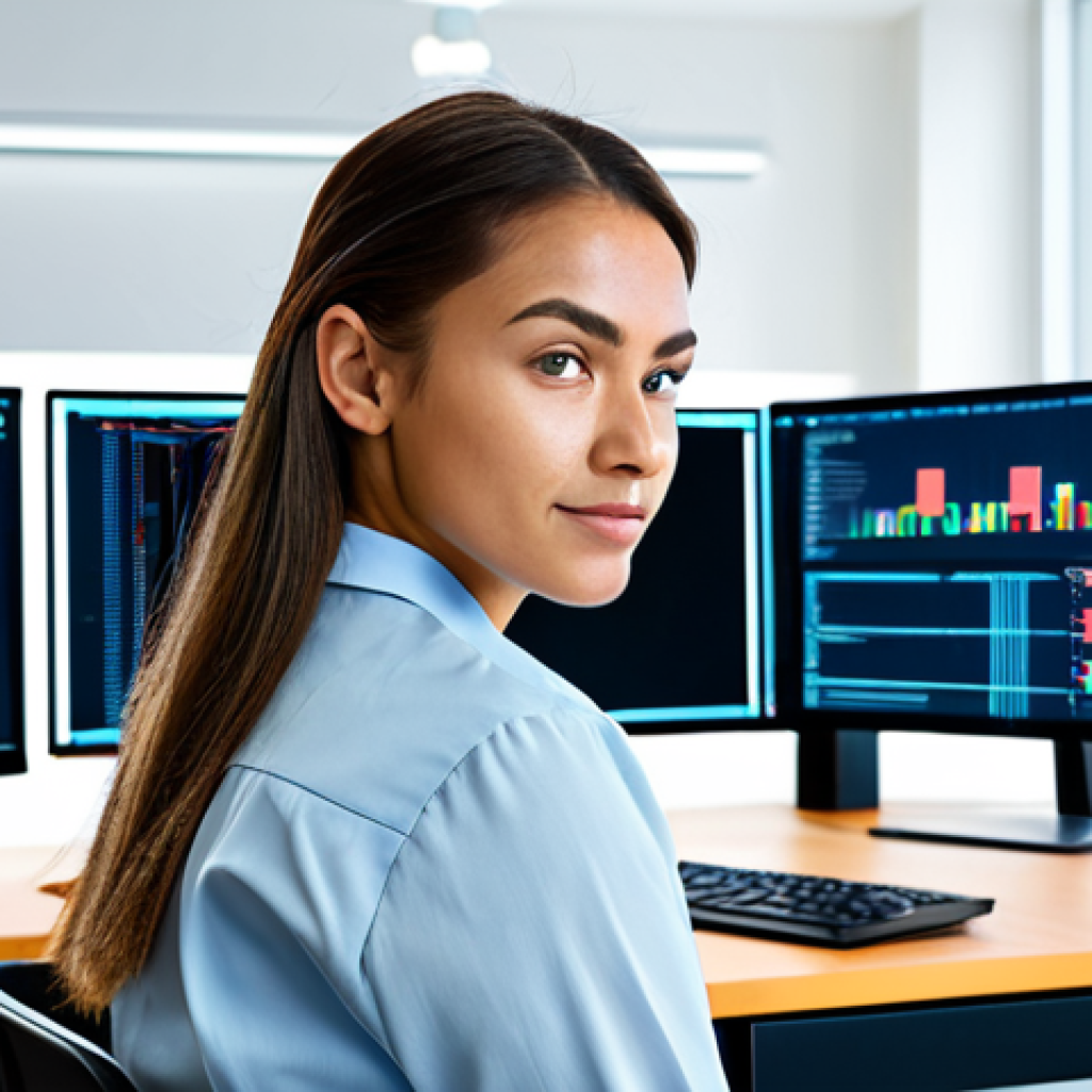 Serverless Data Processing**
"A data engineer in a modern, brightly lit office, working at a clean desk with multiple monitors displaying code and data visualizations. Serverless function icons float subtly in the background, symbolizing efficient data processing. She is wearing professional attire - a modest blouse and slacks. Appropriate content, safe for work, fully clothed, professional setting, perfect anatomy, correct proportions, natural pose, high quality rendering."
**