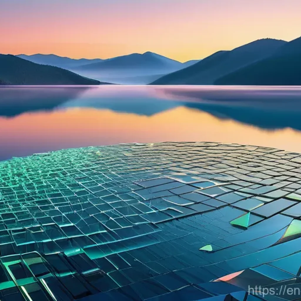 데이터 레이크 아키텍처의 주요 요소 - **Prompt:** A hyperrealistic and ethereal scene depicting a grand, tranquil data lake at dawn. The v...
