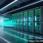 데이터 레이크 아키텍처의 주요 기술 비교 - A futuristic data center environment showcasing a highly scalable data lake architecture with distin...