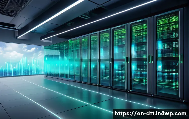 데이터 레이크 아키텍처의 주요 기술 비교 - A futuristic data center environment showcasing a highly scalable data lake architecture with distin...