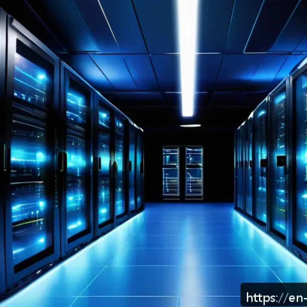 데이터 레이크 아키텍처 설계의 필수 도구 - A futuristic data center interior showcasing an advanced cloud-native storage system with vast racks...