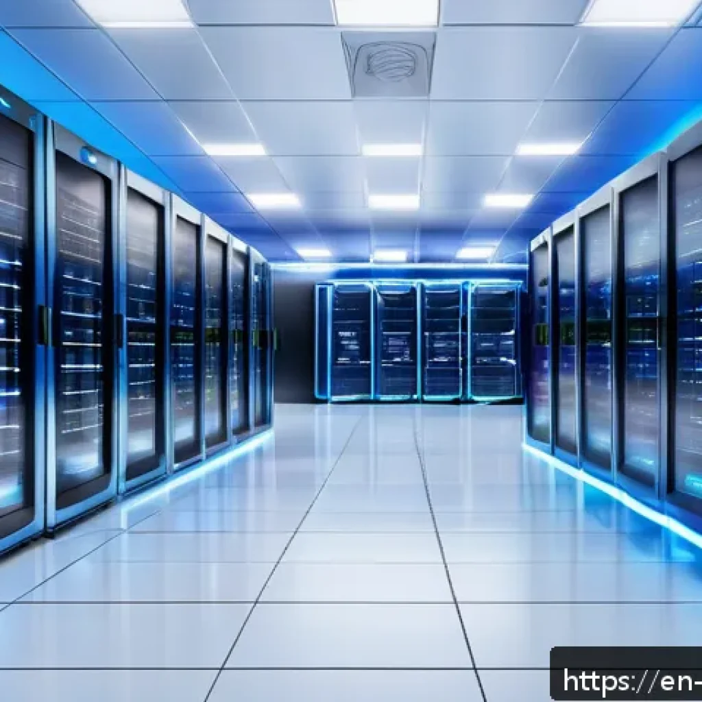 데이터 레이크 설계에서의 기술 스택 선택 - A futuristic data center interior showcasing a vast, high-tech data lake storage system with multipl...
