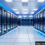 데이터 레이크 설계에서의 기술 스택 선택 - A futuristic data center interior showcasing a vast, high-tech data lake storage system with multipl...