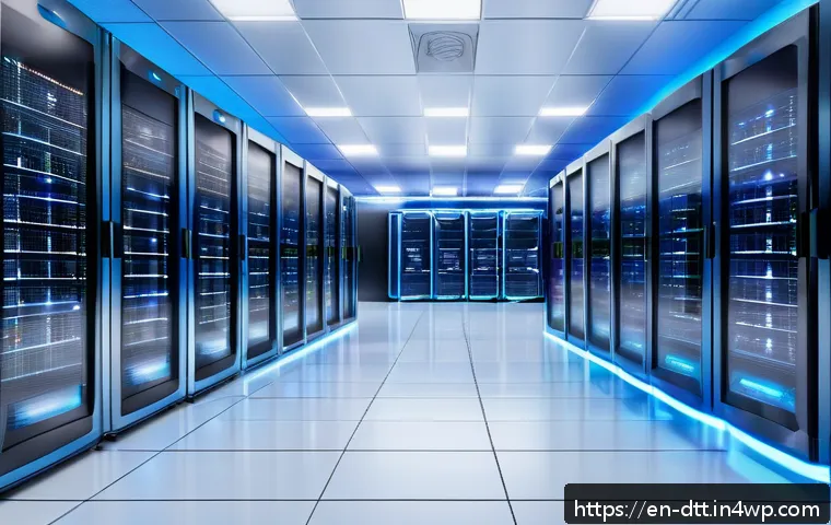 데이터 레이크 설계에서의 기술 스택 선택 - A futuristic data center interior showcasing a vast, high-tech data lake storage system with multipl...
