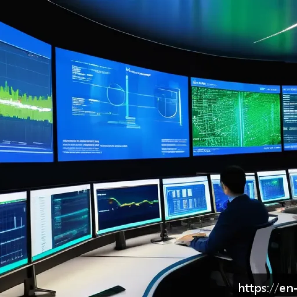 데이터 레이크를 위한 데이터 수집 전략 - A futuristic data control room showcasing a hybrid data ingestion system in action: multiple large d...